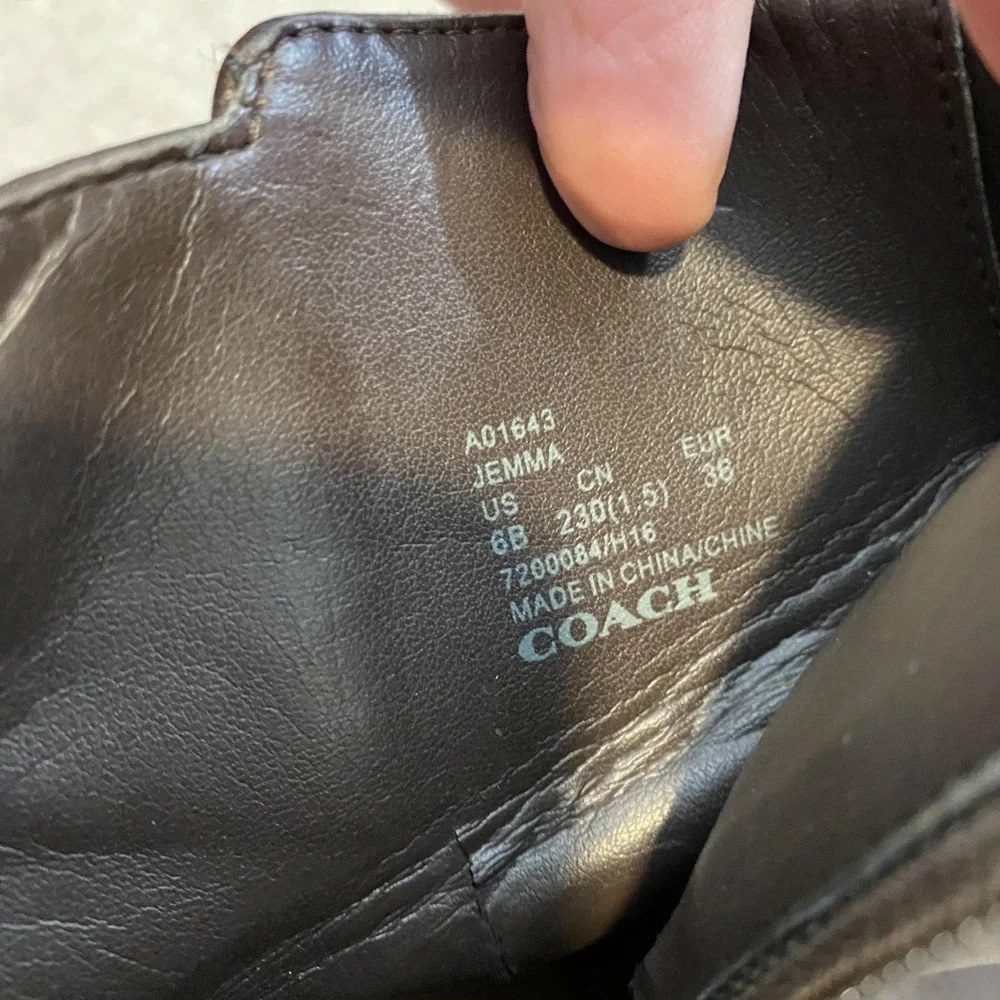Coach Boots Womens‎ Size 6 Brown Leather Ankle Zip High Stiletto Heel Jemma